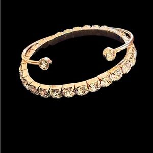 ELEGANT DIAMOND BANGLE AND STRETCH BRACELET SET-GOLD TONE